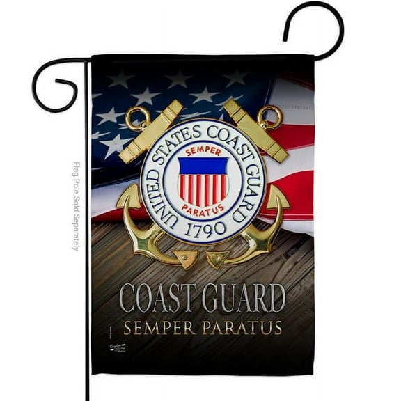 Angeleno Heritage G135174-BO 13 x 18.5 in. US Coast Guard Semper Paratus Garden Flag with Armed Forces Double-Sided Decorative Vertical Flags House Decoration Banner Yard Gift