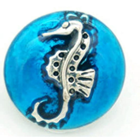 Snap Charm Button 18mm Interchangeable Jewelry Metal Seahorse Blue Ocean