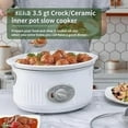 thumbnail image 4 of 3.5 Quart Small Slow Cooker, Safe Crock/Ceramic Inner Pot and Glass Lid, White, 4 of 7