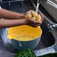thumbnail image 6 of Double Layer Plastic Washing Basin, Kitchen Basket, Durable Plastic, 2-tier Draining Colander, for Washing Fruits and Vegetables, for Organizing Laundry, for Pantry Storage, Blue, by FAJHHA, 6 of 7