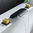 thumbnail image 6 of SUMERAIN Roman Bathtub Faucet 3 Hole Deck Mount High Flow Waterfall Tub Filler Black and Gold Finish, 6 of 9