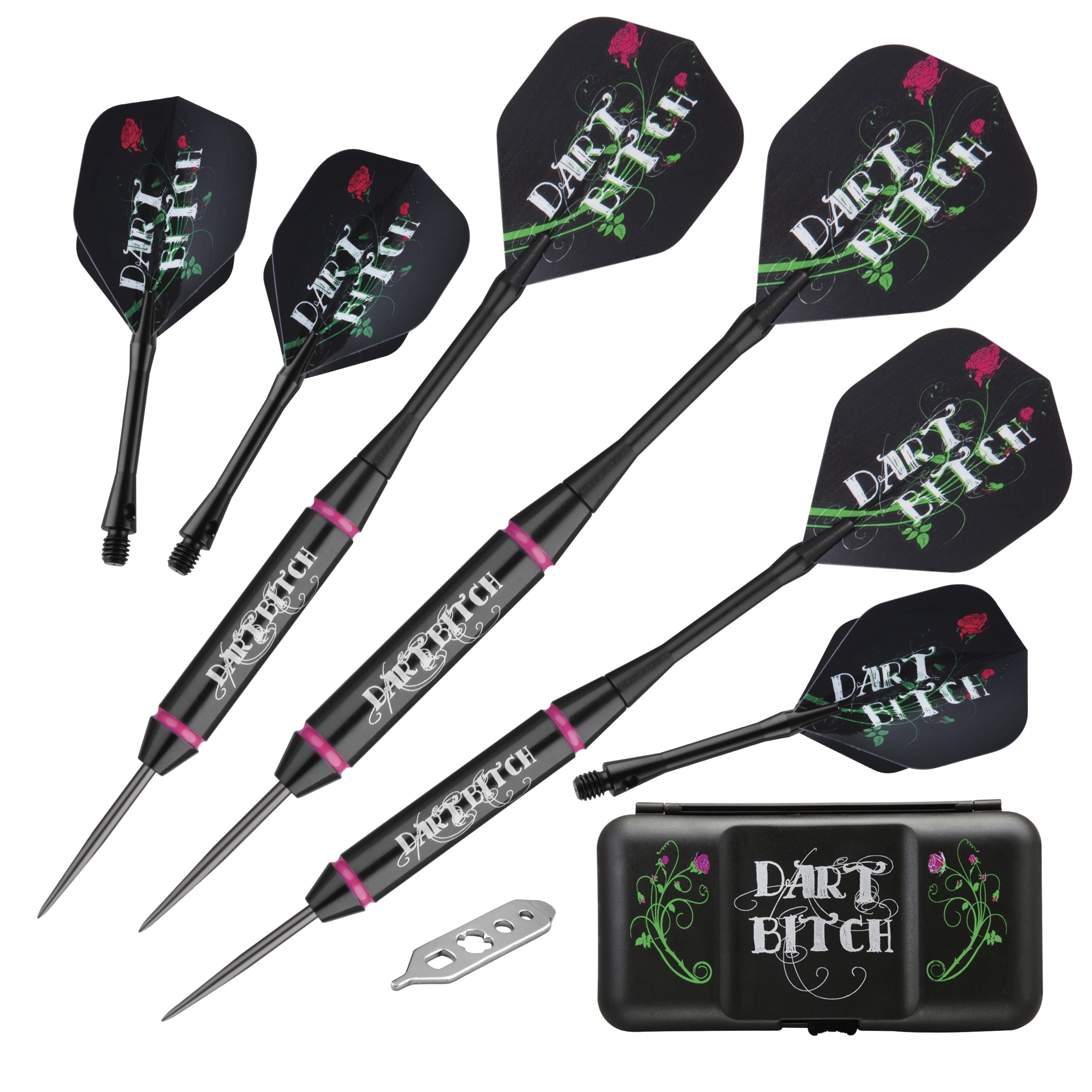 Viper Vanity Dart Bitch Steel Tip Darts 22 Grams, Viper Underground Pool Bitch Cue, and Casemaster Q-Vault Supreme Black Cue Case