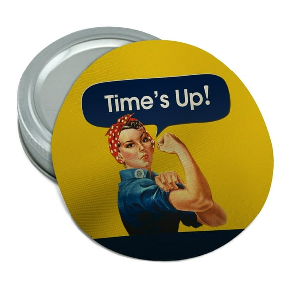 Time's Up Says Rosie the Riveter Round Rubber Non-Slip Jar Gripper Lid Opener