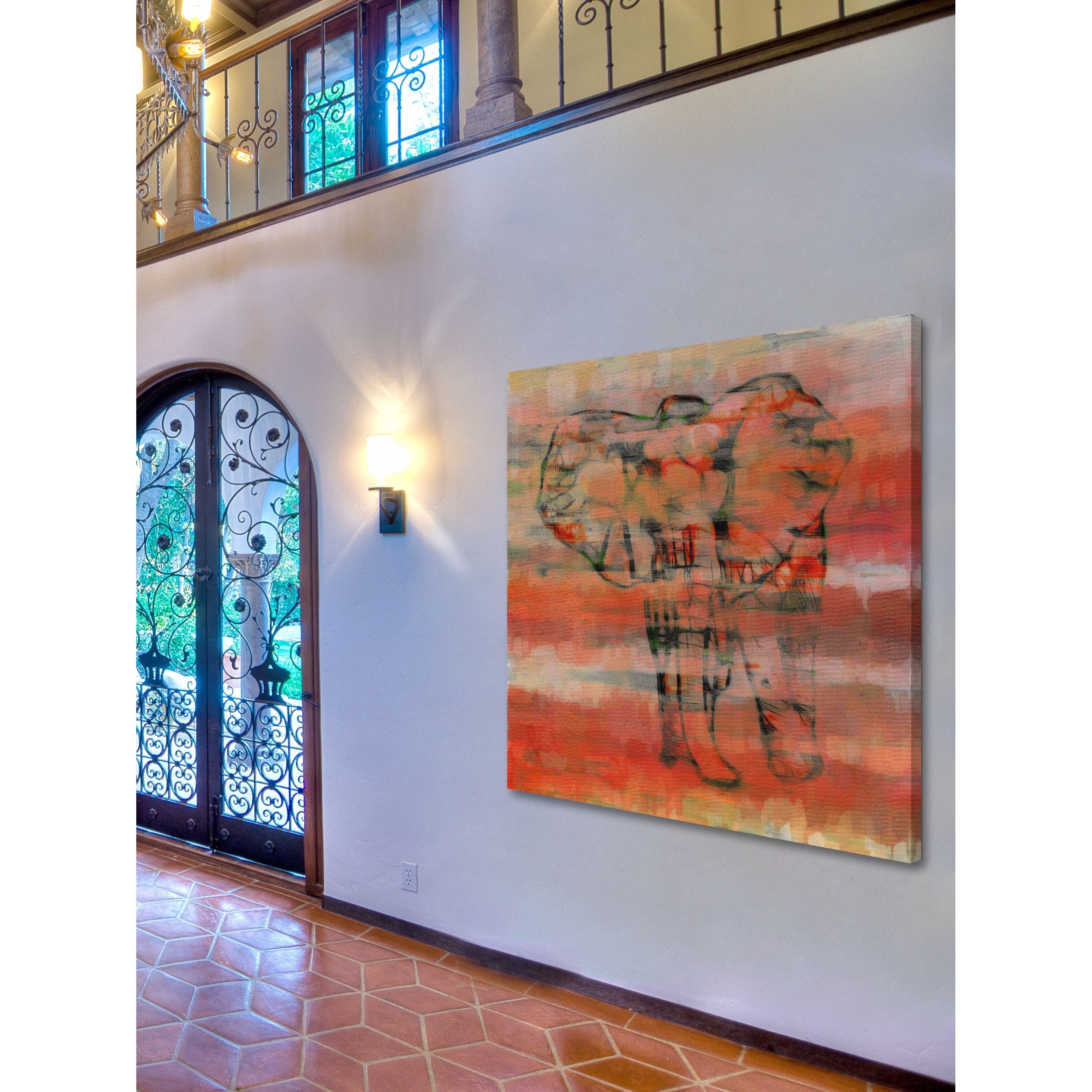 Parvez Taj "Red Elephant" Print on Canvas