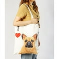 thumbnail image 3 of Pet Portrait White Cotton Canvas Bag - I Love French Bulldogs, 3 of 3