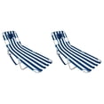 thumbnail image 1 of Ostrich Chaise Lounge Folding Sunbathing Beach Chair, Striped (2 Pack), 1 of 6