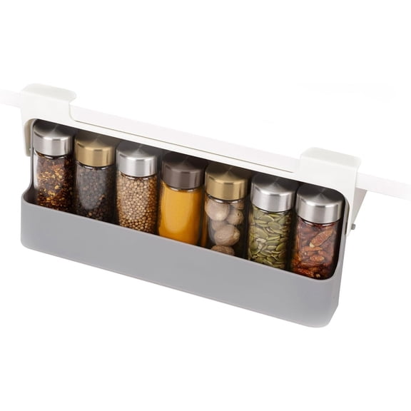 Joseph Spice Rack Organizer - Under-Shelf Kitchen Cabinet Storage Solution for Spices, Grey