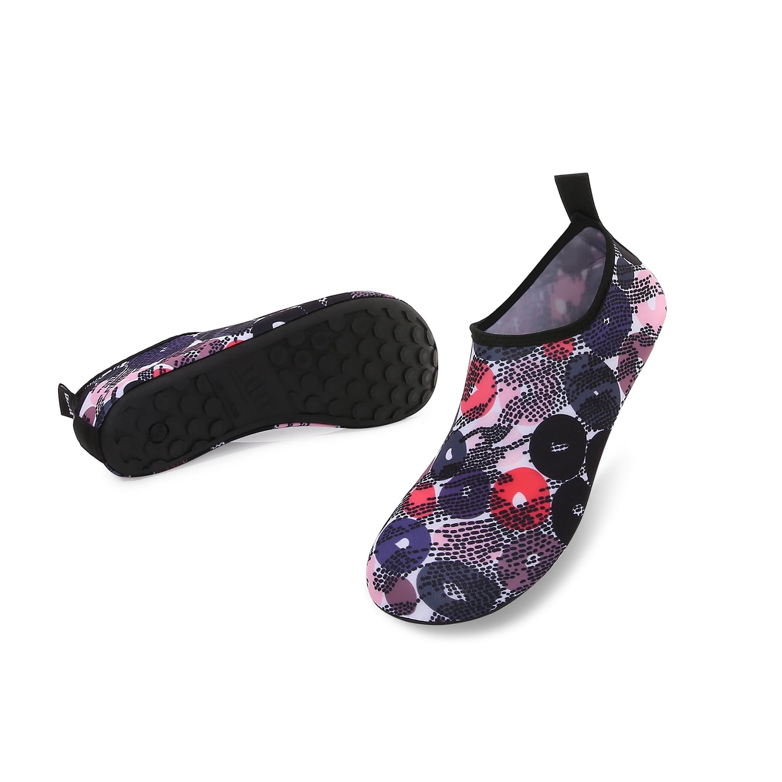 Men and Women a Slip On Barefoot Quick-Dry Beach Aqua Yoga Water Shoes (Pebble/Navy Red, 11-12 Women/9.5-10 Men)