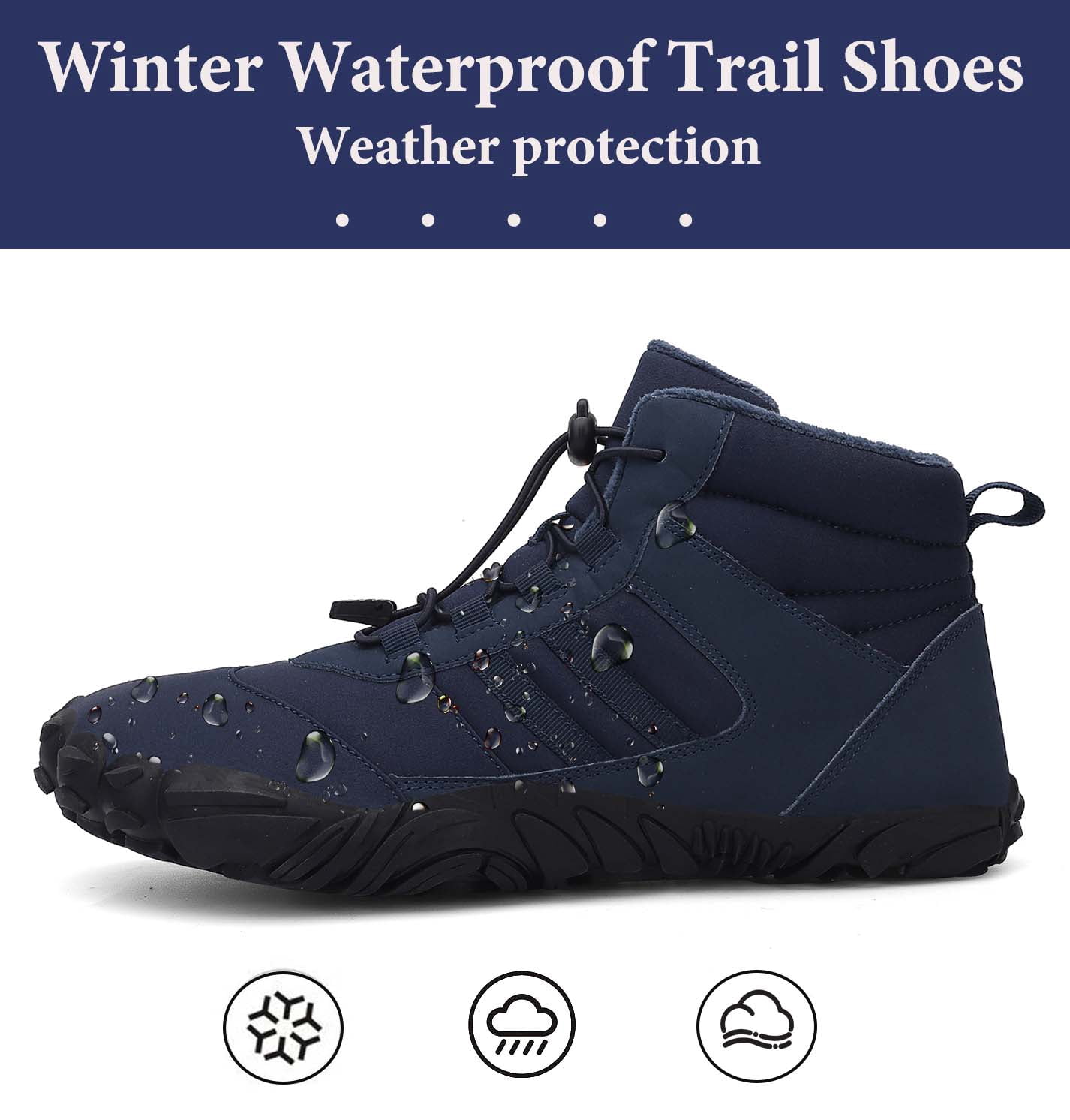 Cyiecw Barefoot Shoe Men Women Minimalist Trail Running Barefoot Sneakers Waterproof Hi-top Hiking Boots Wide Toe Box Cross Training Shoes Zero Drop Sole