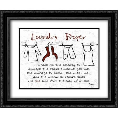206 Matt - Laundry Prayer Gray 2x Matted 24x20 Black Ornate Framed Art Print by Stimson, Diane