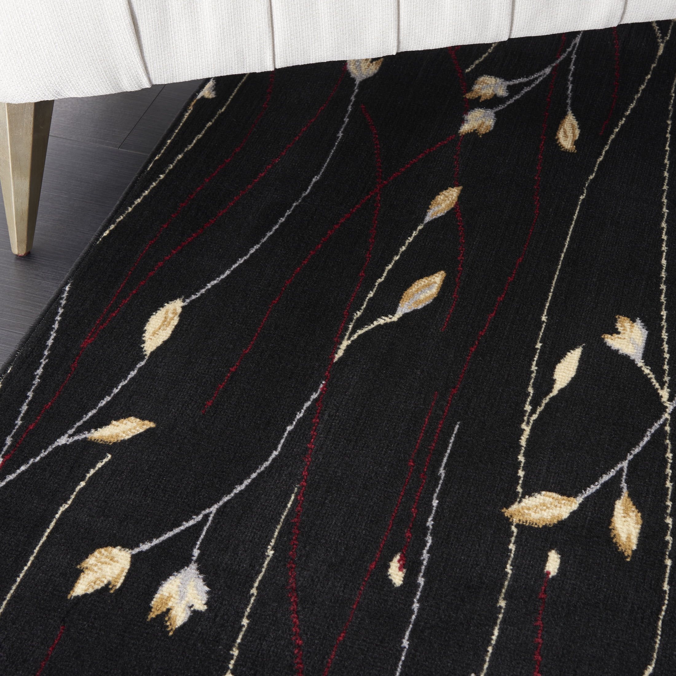 Nourison Grafix Floral Black 7'10" x 9'10" Area Rug, (8x10)