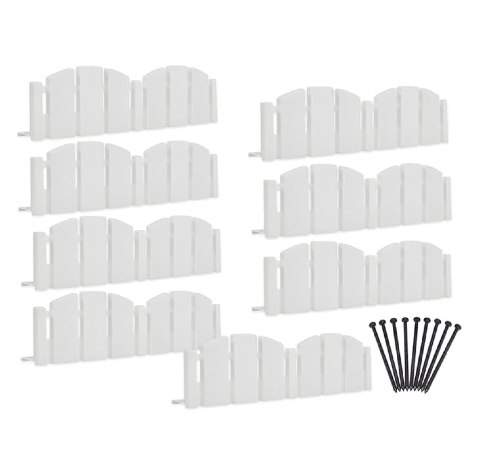 Decorative Landscape Edging Kit - 10 Inch White Garden Border - Flexible Lawn Edging for Flower Beds, Walkways & Yard - Durable Plastic Landscape Trim