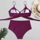thumbnail image 4 of Augper Women Sexy Soild Print Bikini Set Push Up Bathing Swimwear High waist Swimsuit, 4 of 8