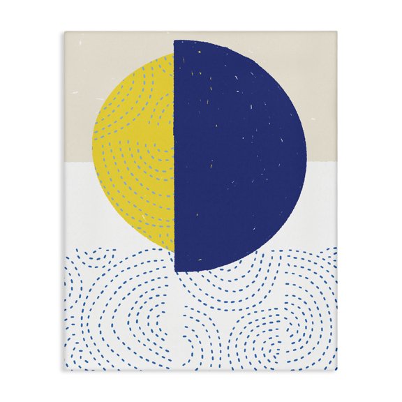 Stupell Industries Mid-Century Rising Sun over Ocean Waves Abstract Striped Patterns Canvas Art, 16 x 20, by Jen Bucheli