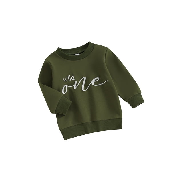FOCUSNORM Chandail en Molleton Chaud pour Bébé Garçon Manches Longues Col Rond Broderie Lettre Chandail Col Rond Haut pour Vêtements d'Hiver Automne