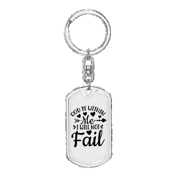 God Is Within Me Stainless Steel or 18k Gold Premium Swivel Dog Tag Keychain