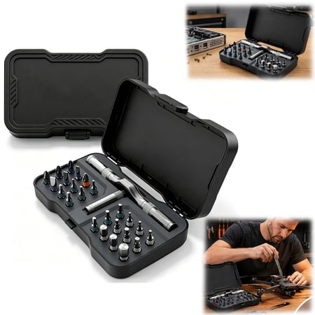 24 in 1 Multitool Set Magnetic Screwdriver Kit with T Handle Ratchet Flexible Shaft Portable Case for Home