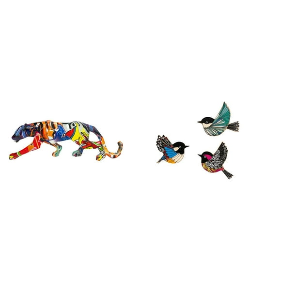 Elodie Bird Statue Sculpture Animal Craft Figurine Walking Ornament for Decoration Bookshelf Indoor Home Shelf Wooden Wall Art Flying Birds Decor Hanging Sign Garden Study Room Farmhouse