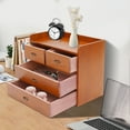 thumbnail image 2 of 13.4*7.09*11 Retro Brown Desktop Organizer with Drawers Office Organization and Storage Box, 2 of 19