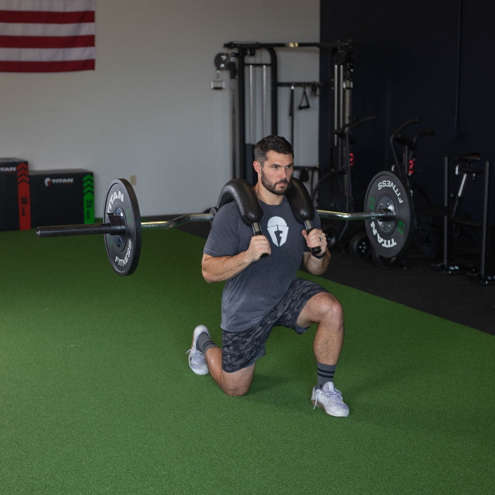 Titan Fitness Marrs-Bar Lite - Cambered Safety Squat Barbell With 45-Degree Drop, 400 LB Capacity, Foam Padded