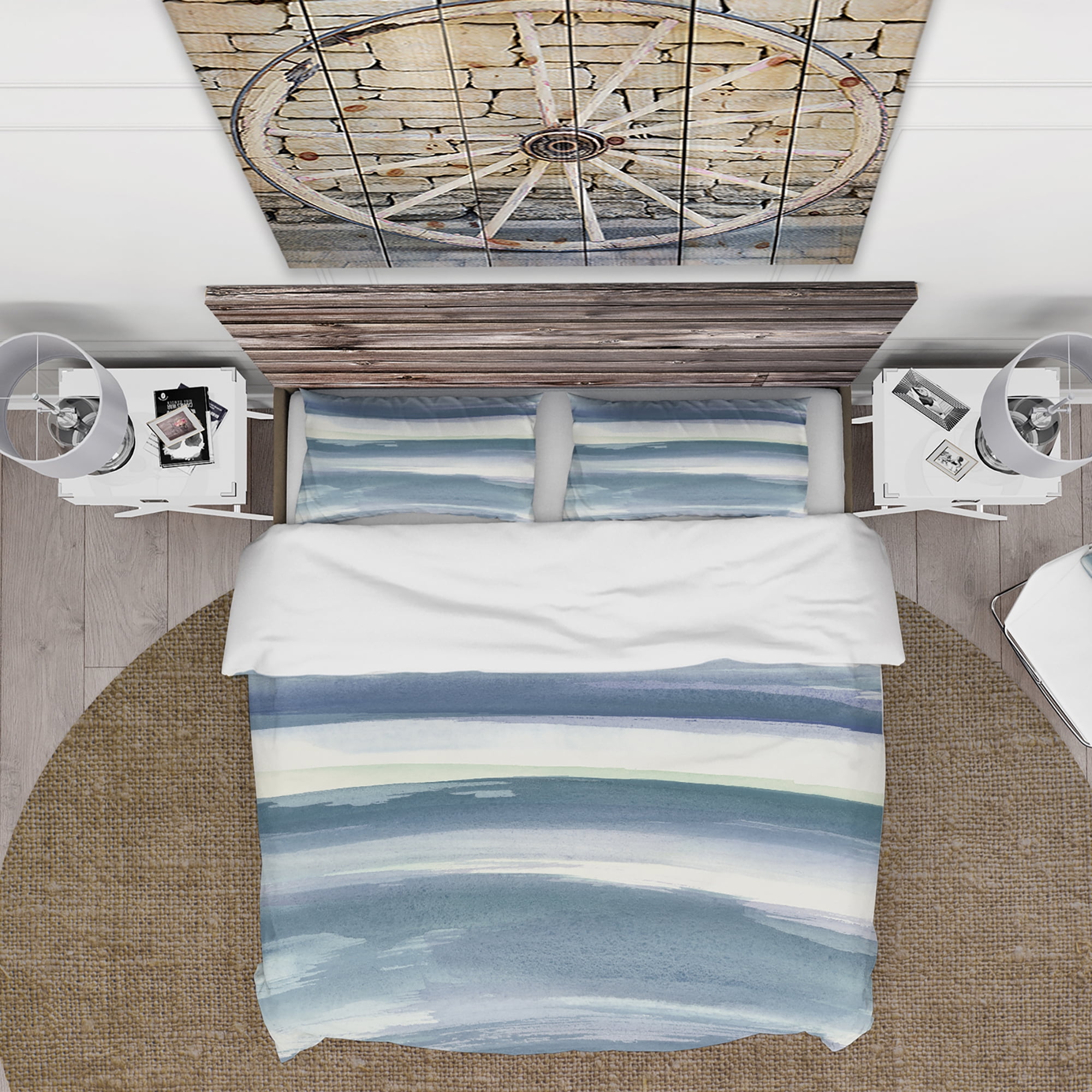 Designart 'Mint Indigo Dawn III' Cottage Duvet Cover Set