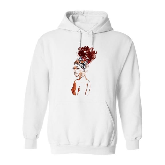 Pretty African Girl Watercolor Hoodie Women -Image by Shutterstock, Female Medium