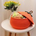 thumbnail image 2 of Cesta Tejida A Prueba Polvo con Forma Calabaza para Halloween con Tapa, Cesta Almacenamiento Escritorio, Cesta Almacenamiento Cosméticos y Artículos para Refrigerios, 2 of 8