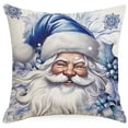 thumbnail image 3 of Juego de 4 fundas de almohada navideñas de Papá Noel, retro, felices fiestas, copos de nieve, lino, suave, lavable, para interior, sofá, sala de estar, 3 of 5