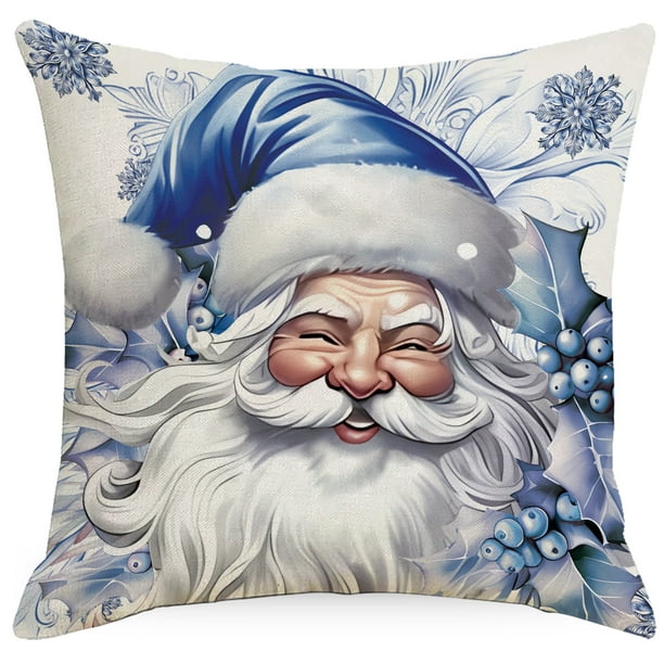 4 fundas de almohada con diseño de copos de nieve de Navidad, 45,7 x 45,7 cm, color azul