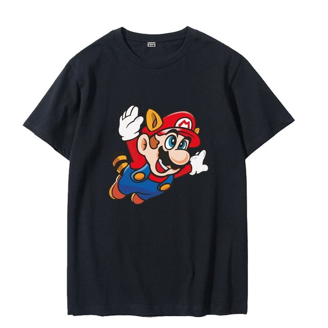 Camiseta con estampado de Super Mario Bros para adultos, ropa informal, talla para adultos, vestido de verano para padres e hijos, camisetas sólidas, lindas y divertidas adt nuevas zhangmengya LED