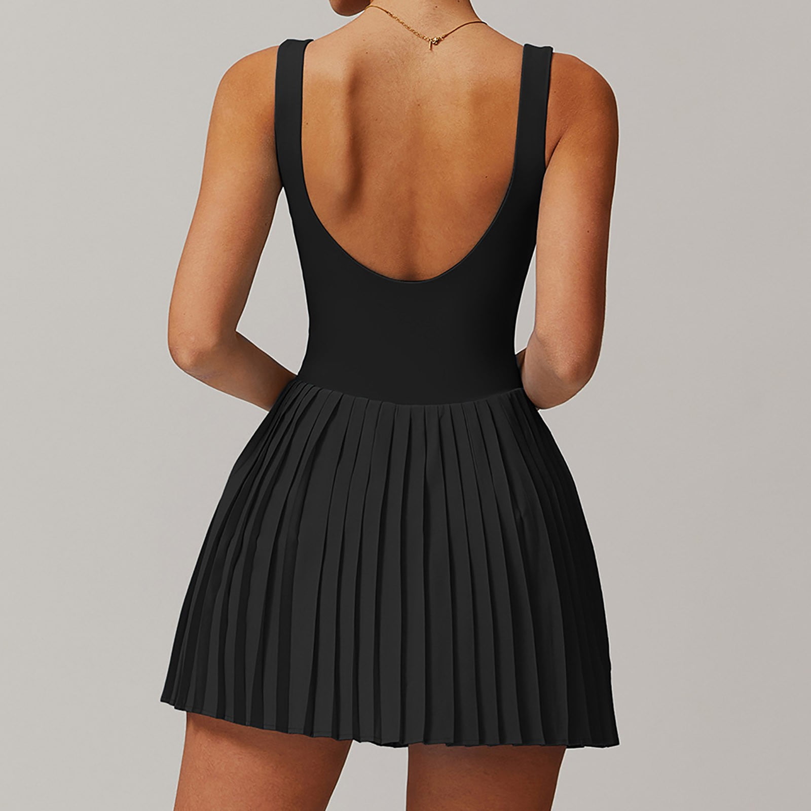 Tennis Dress Golf Dresses for Women with Shorts Breathable Pleated Padded Workout Dress Athletic Dresses with Pockets
