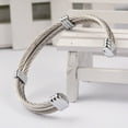 thumbnail image 2 of 5 pc Tarnish Resistant Trendy Men's Torque Bangles 304 Stainless Steel Rope Cuff Bangles with Metal Findings Stainless Steel color 64x52mm, 2 of 4