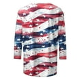 thumbnail image 5 of LYEAA Patriotic Stars Stripes 3/4 Sleeve Tops for Women Round Neck July 4th American Flag Print Shirt Casual Cotton Blouse Summer Outfit Blue L, 5 of 5