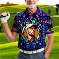 thumbnail image 6 of HOMYGIFTS Custom Face Stained Glass Golf Polo Shirt, Personalized Men’s Short Sleeve Sports Polo with Photo, Colorful Artistic Print, 6 of 10