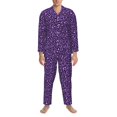 thumbnail image 3 of Uemuo Purple Leopard Pattern 2-Piece Loungewear Set - Men’s Soft Sleepwear, Cozy Winter PJs, Comfy Sleep Set-X-Large, 3 of 7