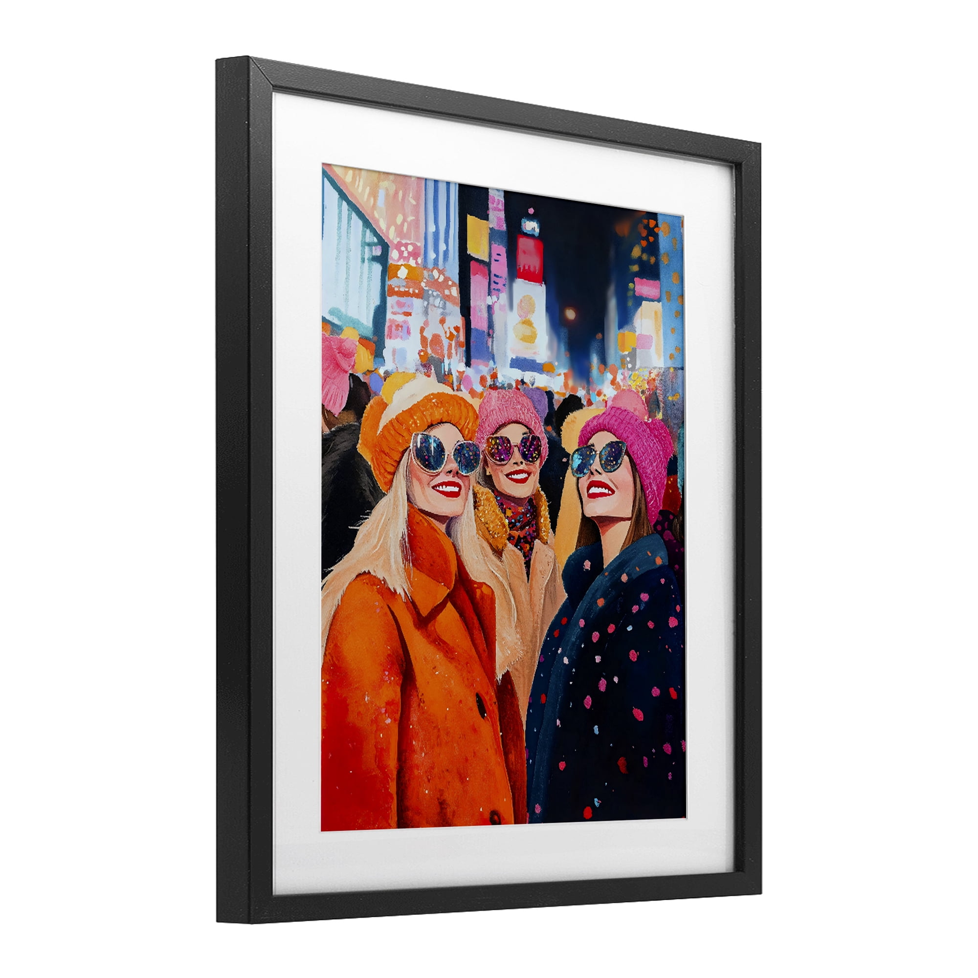 Stupell Industries New Year's Girls in City Black Framed Print Under Glass, design by LSR Design Studio