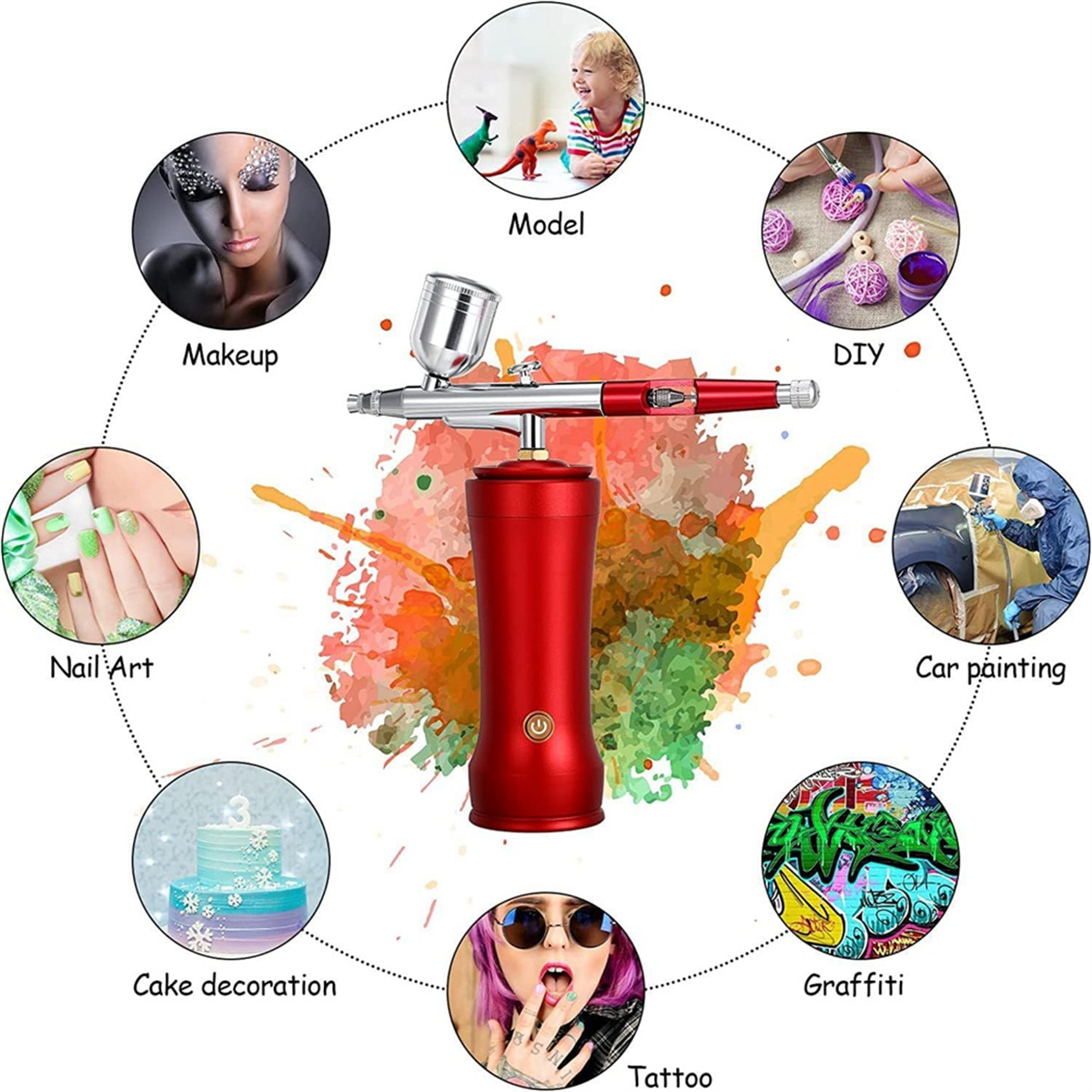 Airbrush Kit with Compressor,30PSI Cordless AirbrushGun Kit with Air Hose Rechargeable Handheld Airbru
