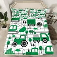 thumbnail image 2 of Castle Fairy Cute Excavator 4 Pieces Queen Sheet Sets for Child,Geometric Lattice Ultra Soft Flat Sheet,Black Green Queen Fitted Sheet,Lightweight Room Decor, 2 of 7