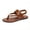 Brown, variant on Laws Womens Sandals, Strappy Vegan Leather Slides for Women with Comfortable Flat Sole and Toe Ring White 9.5(43)