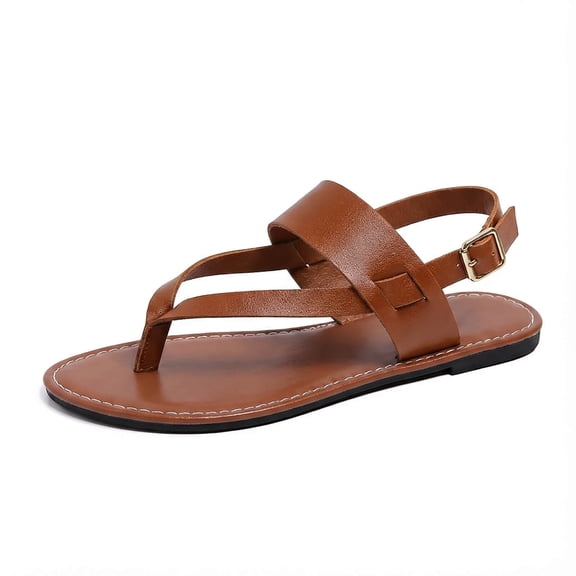TAGOLD Women's Sandals,Women Fashionable Casual Plus Size Clip Flat Slippers Solid Color Split Toe Slippers