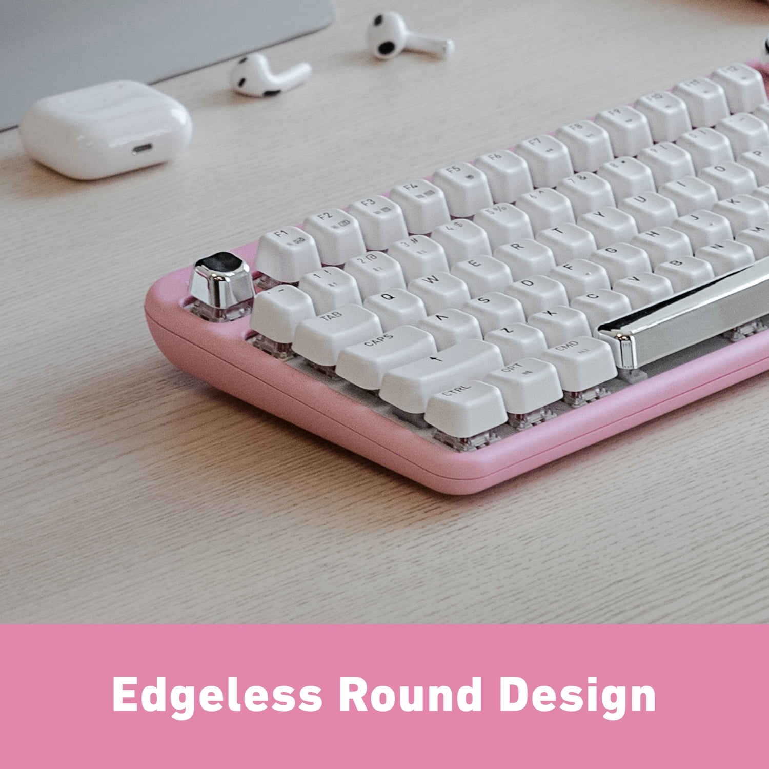 Azio IZO Bluetooth and USB Mechanical Computer Keyboard with Red Switches (Pink Blossom), IK408