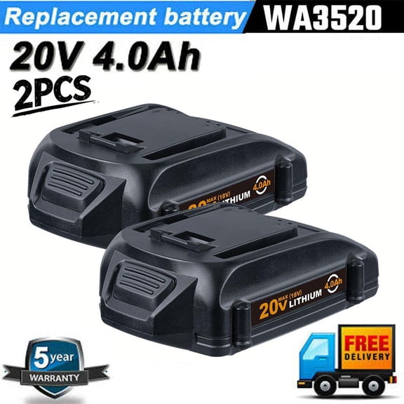 2Pack 4.0Ah WA3520 Replace for Worx 20V Battery PowerShare for WA3525 WA3575 WG890 WG891 Compatible with 20Volt Cordless Power Tools Batteries
