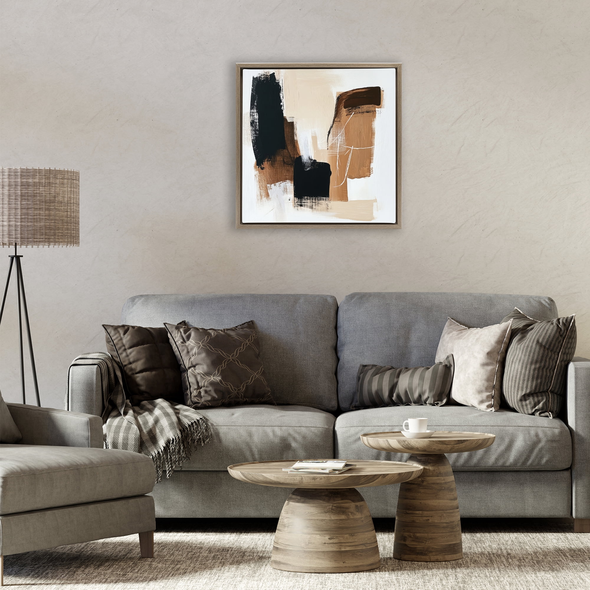 Stupell Industries Earthy Hues Neutral Balance Brown Framed Floater Canvas Wall Art, design by Petal Prints Design