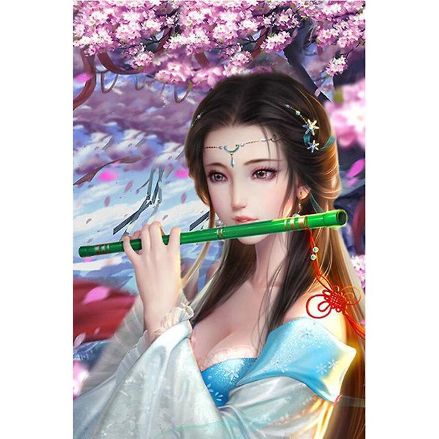 30x40cm 5d Diy Diamond Art Painting Set Para Adultos Y Niños - Belleza Antigua Tocando La Flauta, Manualidades De Bordado De Diamantes Completos, Lienzo Crystal Rhi