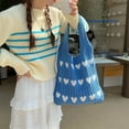 thumbnail image 3 of LHSHIDU Crochet Tote Bag Cute Aesthetic Bag Hearts Pattern Knitted Shoulder Bag Hollow Beach Bag for Women, 3 of 6