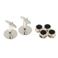 thumbnail image 1 of Hombres Esmoquin Cuello Botones Gemelos formal Plata negro Hugo Gemelos, 1 of 7