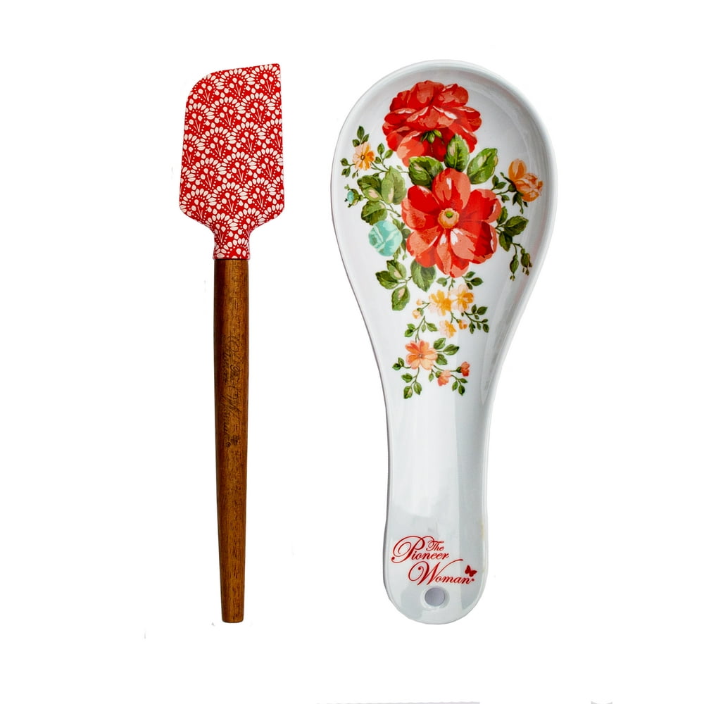 The Pioneer Woman 2Piece Spoon Rest and Spatula Set in Vintage Floral