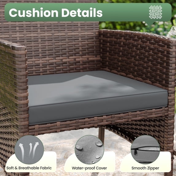 ELPOSUN 5 Piece Patio Furniture Set, Outdoor Patio Conversation Rattan Chair with Ottomans/Storage Coffee Table for Patio, Space Saving Design for Balcony Poolside Front Porch Deck,Brown Rattan, Gray