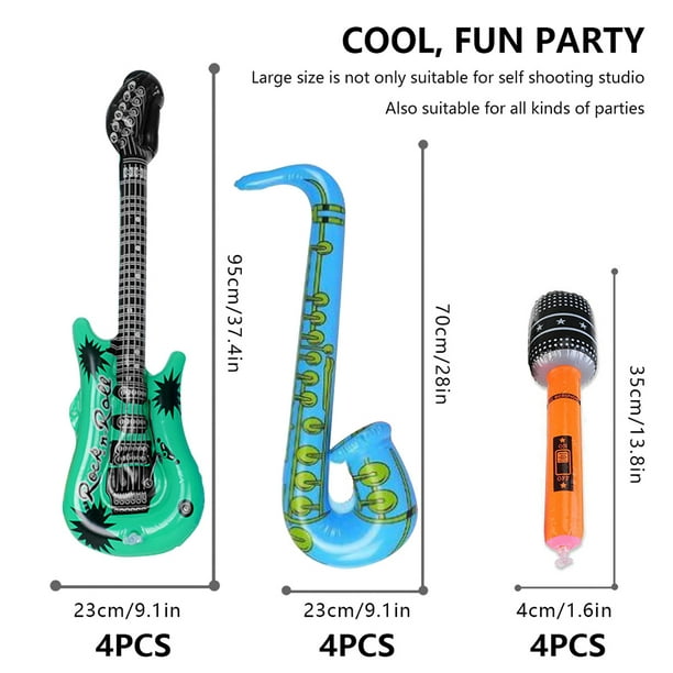 Mains bricolage 12 pièces Instrument de musique gonflable guitare Saxophone  Microphone pour enfants piscine fête fournitures 
