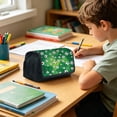 thumbnail image 5 of Under 1$ Pencil Case Soccer Themed Large Capacity Double Zipper Fabric Pen Pouch 8.3x3x3.9in for Teens Desk Supplies by Xuniizn, 5 of 9